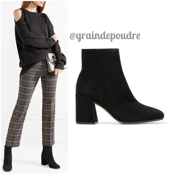 New! Vince Highbury Black Suede Block Heel Ankle Boots 37.5 39 - Picture 1 of 2